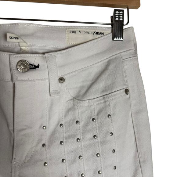Rag & Bone Blanc White Studded Embellished Moto Skinny Jeans Size 27 - Picture 4 of 10